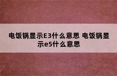 电饭锅显示E3什么意思 电饭锅显示e5什么意思